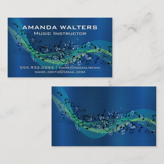 楽譜 |メタリック（青） 名刺 (正面/裏面)