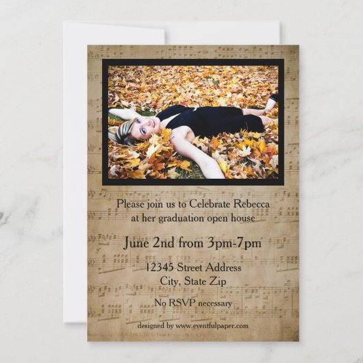 楽譜（写真あり） – 卒業発表 招待状 (裏面)