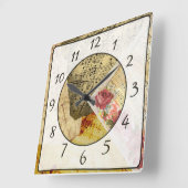 楽譜、音符の台所 スクエア壁時計 (傾斜)