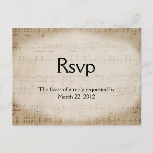 楽譜RSVPディナーの選択 インビテーションポストカード (正面)