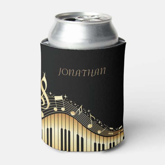 楽音付きブラックおよび金ゴールドキーボード 缶クーラー (缶正面)