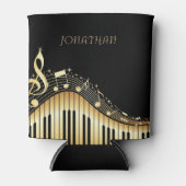 楽音付きブラックおよび金ゴールドキーボード 缶クーラー (正面)