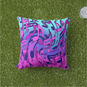 楽音活気あふれるピンクのブルーパープルアクアパターン アウトドアクッション (芝生)