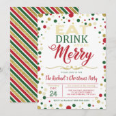 楽飲楽食のクリスマスパーティー招待状 招待状 (正面/裏面)