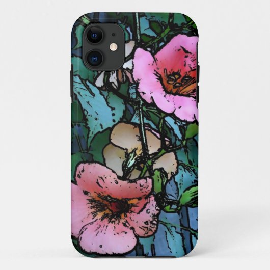 概念かわいらしピンクの花抽象芸術スタイル Case-Mate iPhoneケース (裏面)