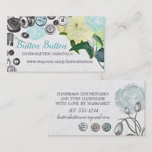 概念の裁縫婦の名刺を縫うヴィンテージ 名刺 (正面/裏面)