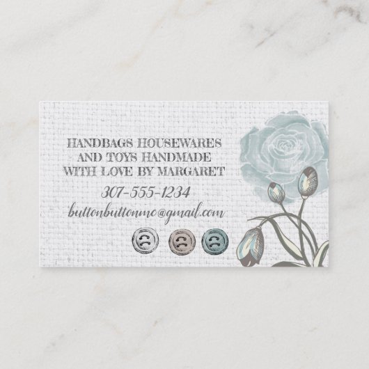 概念の裁縫婦の名刺を縫うヴィンテージ 名刺 (裏面)