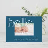 概要はっきりしたhello navy blue whiteモダンシンプル 案内状 (スタンド正面)