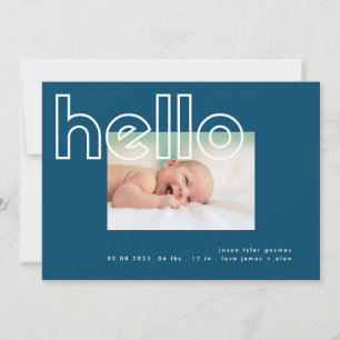 概要はっきりしたhello navy blue whiteモダンシンプル 案内状