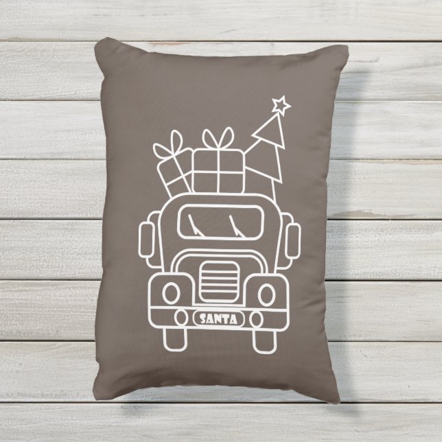 概要クリスマストラックサンタカーのフロントビュー アウトドアクッション (裏面(縦))
