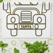 概要クリスマストラックサンタカーのフロントビュー キッチンタオル (折り畳み)