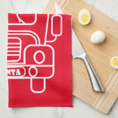 概要クリスマストラックサンタカーのフロントビュー キッチンタオル (四つ折り)