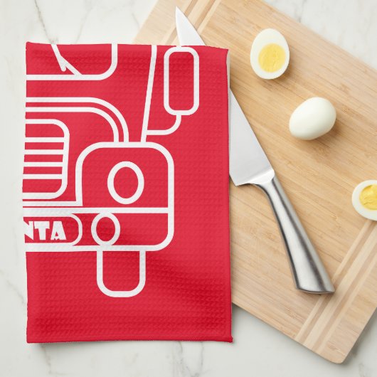 概要クリスマストラックサンタカーのフロントビュー キッチンタオル (四つ折り)