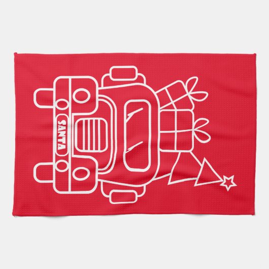 概要クリスマストラックサンタカーのフロントビュー キッチンタオル (横)