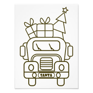 概要クリスマストラックサンタカーのフロントビュー フォトプリント