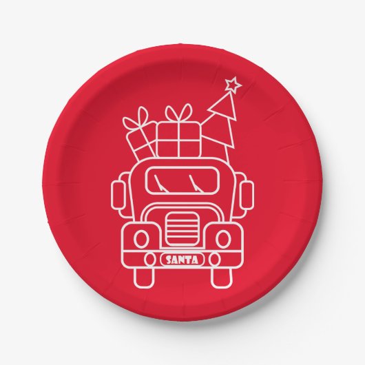 概要クリスマストラックサンタカーのフロントビュー ペーパープレート (正面)