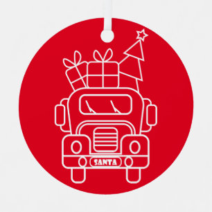 概要クリスマストラックサンタカーのフロントビュー メタルオーナメント