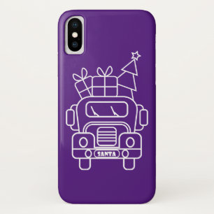 概要クリスマストラックサンタカーのフロントビュー iPhone X ケース