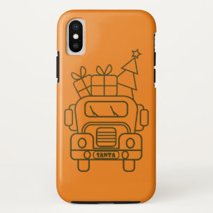 概要クリスマストラックサンタカーのフロントビュー iPhone X ケース