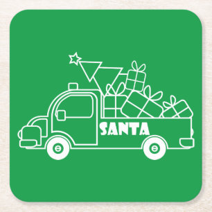 概要クリスマストラックサンタ車の側面 スクエアペーパーコースター
