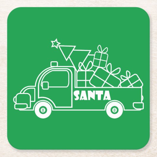 概要クリスマストラックサンタ車の側面 スクエアペーパーコースター (正面)