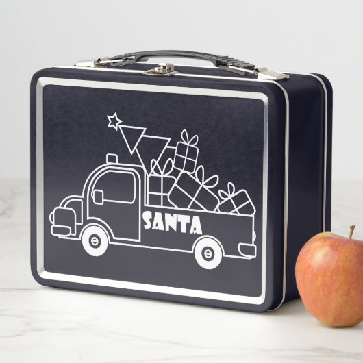 概要クリスマストラックサンタ車の側面 メタルランチボックス (インサイチュ)