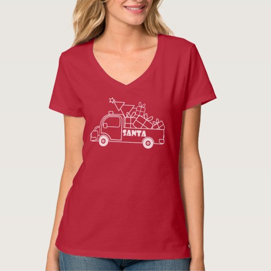 概要クリスマストラックサンタ車の側面 Tシャツ (正面)