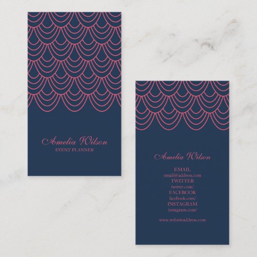 概要スタイリッシュピンクブルー幾何学的ソーシャルメディア 名刺 (正面/裏面)