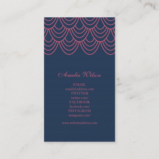 概要スタイリッシュピンクブルー幾何学的ソーシャルメディア 名刺 (裏面)