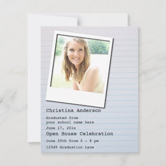 構成のノートの卒業の招待状 招待状 (裏面)