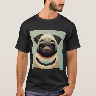 構成主義芸術 パグの子犬の絵画アート Tシャツ