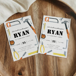 構築しよう！少年の建築ツール誕生日 招待状