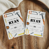 構築しよう!少年の建築ツール誕生日 招待状