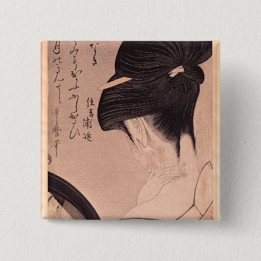 構造に置いている女性 缶バッジ (正面)