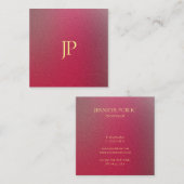 構造化テクスチャルック金ゴールドモノグラムエレガント スクエア名刺 (正面/裏面)