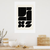 構造化リズム:世紀中頃の幾何学壁画 ポスター (キッチン)