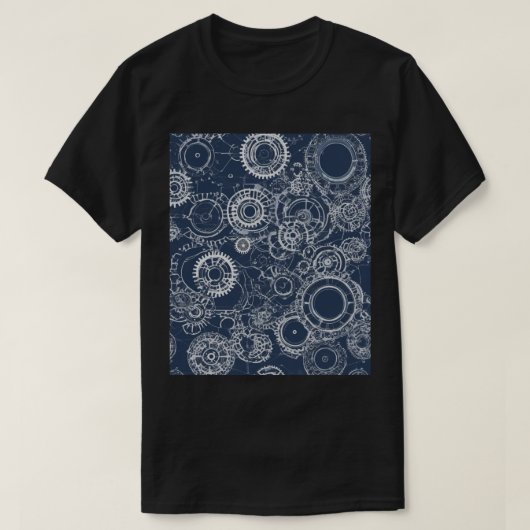 構造物のための土木工学ギア設計図デザイン Tシャツ (デザイン正面)