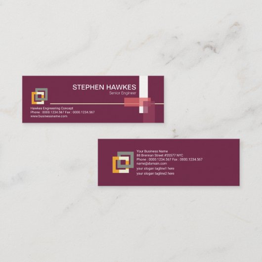 構造紫色のブロックの柱エンジニア スキニー名刺 (正面/裏面)