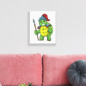槍とヘルメットで戦士として亀 キャンバスプリント (インサイチュ (リビング))