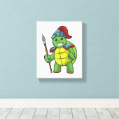 槍とヘルメットで戦士として亀 キャンバスプリント (インサイチュ (ウッドフロア))