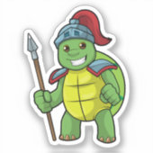 槍とヘルメットで戦士として亀 シール (正面)