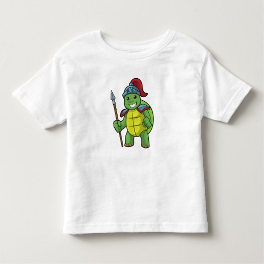 槍とヘルメットで戦士として亀 トドラーTシャツ (正面)