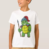 槍とヘルメットで戦士として亀 Tシャツ (正面)