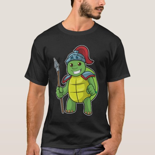 槍とヘルメットで戦士として亀 Tシャツ (正面)