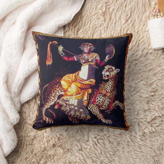 槍に乗ったヒョウのギリシャのモザイクのあるディオニュソス クッション (ブランケット)