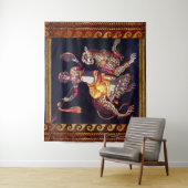 槍に乗ったヒョウのギリシャのモザイクのあるディオニュソス タペストリー (インサイチュ)