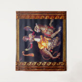 槍に乗ったヒョウのギリシャのモザイクのあるディオニュソス タペストリー (正面)