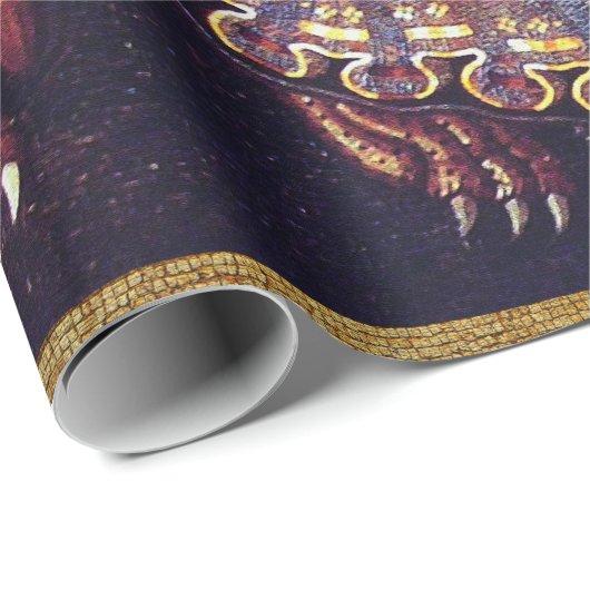 槍に乗ったヒョウのギリシャのモザイクのあるディオニュソス ラッピングペーパー (ロールコーナー)