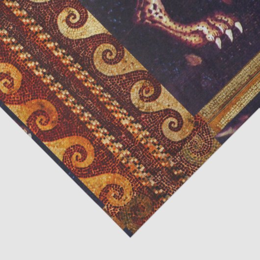 槍に乗ったヒョウのギリシャのモザイクのあるディオニュソス 薄葉紙 (詳細)