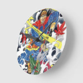 槍日本の入れデザイン ラウンド壁時計 (傾斜)